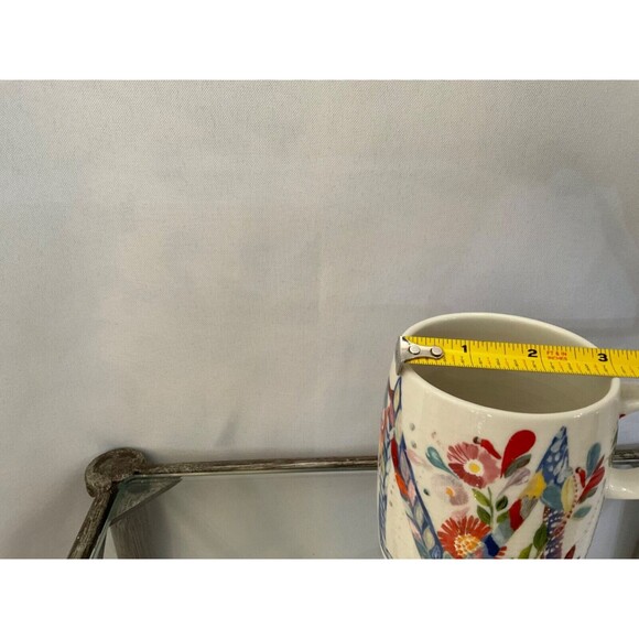 Anthropologie Starla M Halfman Letter M Coffee Mug Cup 14 fl oz Ceramic Floral - Picture 6 of 6